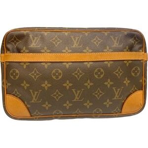 Louis Vuitton Brown Compigne Bag Shoulder Zipper Clutch